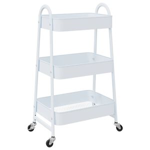 vidaXL opbevaringsvogn 3 hylder hvid 42x41,5x77 cm st&aring;l