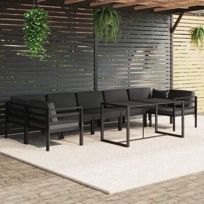 vidaXL loungesæt til haven 8 dele med hynder aluminium antracitgrå