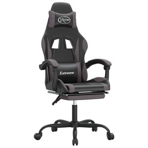 vidaXL gamingstol med fodst&oslash;tte kunstl&aelig;der sort og gr&aring;