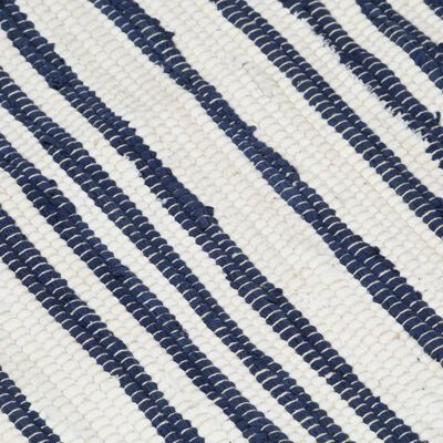 vidaXL håndvævet chindi-tæppe bomuld 200 x 290 cm blå og hvid