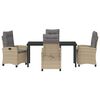 vidaXL Have Spisebordss&aelig;t med pude 5 pcs Beige polyrattan