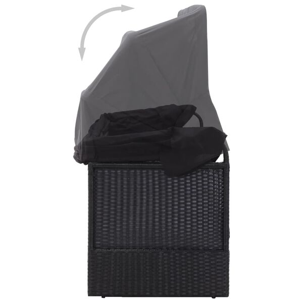 vidaXL solseng med baldakin polyrattan sort