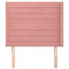 vidaXL sengegavl med kanter 103x16x118/128 cm fløjl lyserød