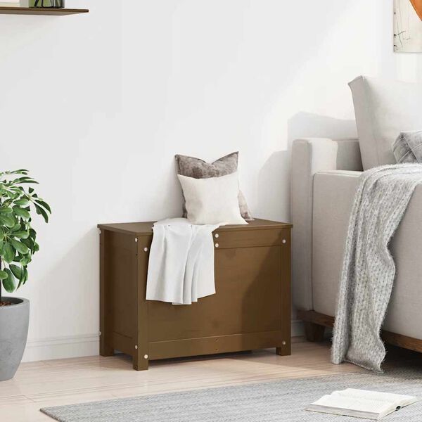 vidaXL opbevaringskasse 60x32x45,5 cm massivt fyrretr&aelig; gyldenbrun