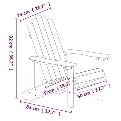 vidaXL Adirondack-stol med bord HDPE hvid