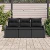 vidaXL Havesofa S&aelig;t med pude 3 pcs Sort Poly rattan