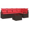 vidaXL Havesofa S&aelig;t 6 stk. Brun og R&oslash;d polyrattan