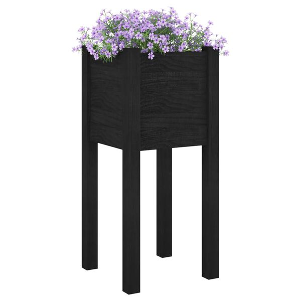 vidaXL plantekasser 2 stk. 31x31x70 cm massivt fyrretræ sort