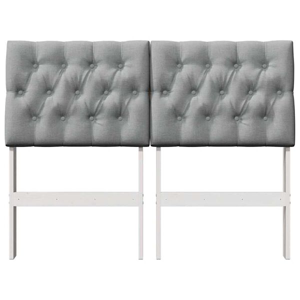 vidaXL Polstret sengegavl Lysegrå 120 cm Massiv fyrretræ