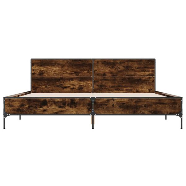 vidaXL sengestel 180x200cm konstrueret tr&aelig; og metal r&oslash;get egetr&aelig;sfarve