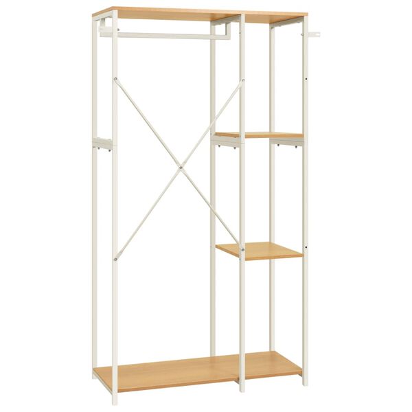 vidaXL t&oslash;jstativ 90x40x167 cm metal og sp&aring;nplader hvid og egetr&aelig;