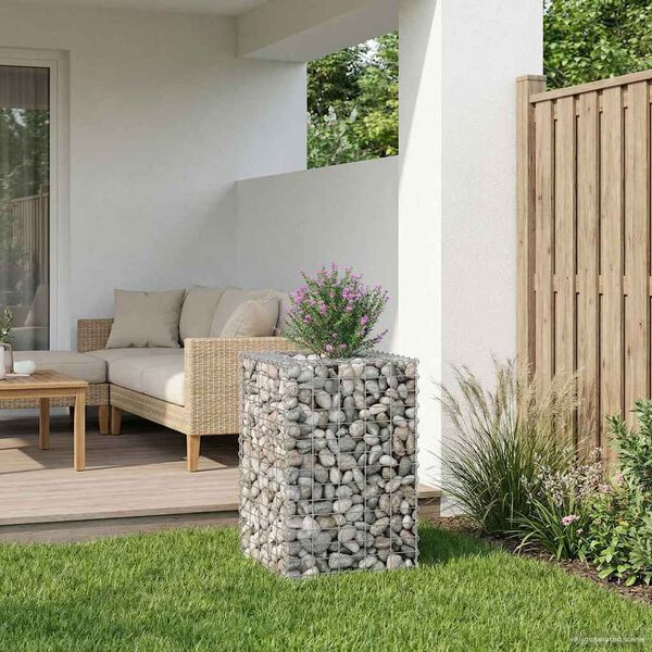 vidaXL Gabion h&oslash;jbed S&oslash;lv 50 x 50 x 80 cm Galvaniseret st&aring;l