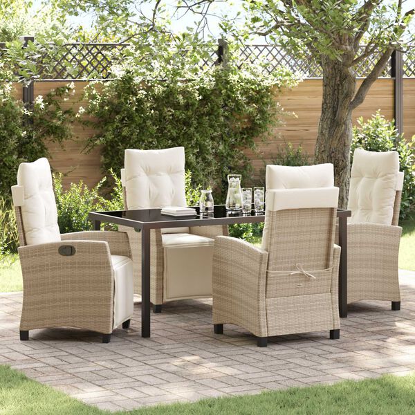 vidaXL Have Spisebordssæt 5 pcs Beige polyrattan