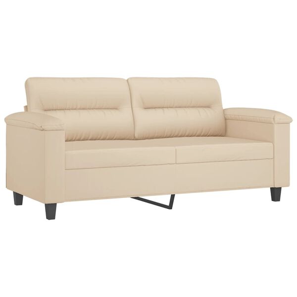 vidaXL 2-personers sofa med puder 140 cm mikrofiberstof creme