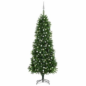 vidaXL kunstigt juletr&aelig; med lys og kugles&aelig;t 240 cm gr&oslash;n