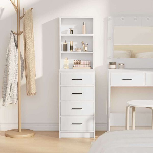 vidaXL Highboard med skuffe Hvid 40 x 41 x 135 cm Konstrueret tr&aelig;