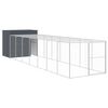 vidaXL hundehus med l&oslash;beg&aring;rd 214x865x181 cm galvaniseret st&aring;l antracit