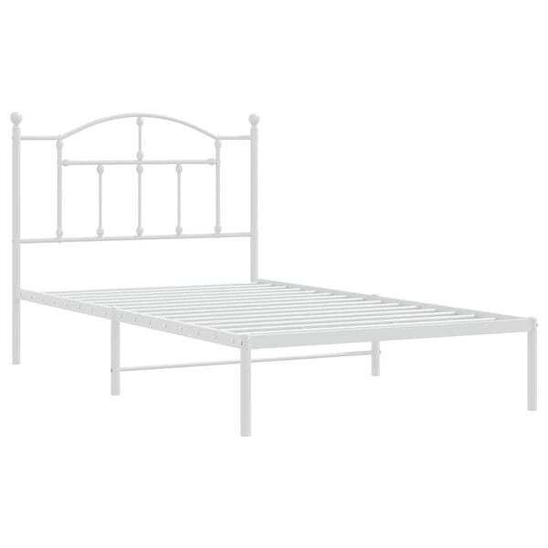 vidaXL sengeramme med sengegavl 100x190 cm metal hvid