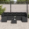 vidaXL Havesofa S&aelig;t med pude 8 pcs Sort Polyrattan og st&aring;l og glas