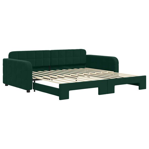 vidaXL daybed med udtr&aelig;k 100x200 cm velour m&oslash;rkegr&oslash;n
