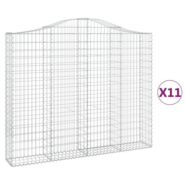 vidaXL buede gabionkurve 11 stk. 200x30x160/180 cm galvaniseret jern