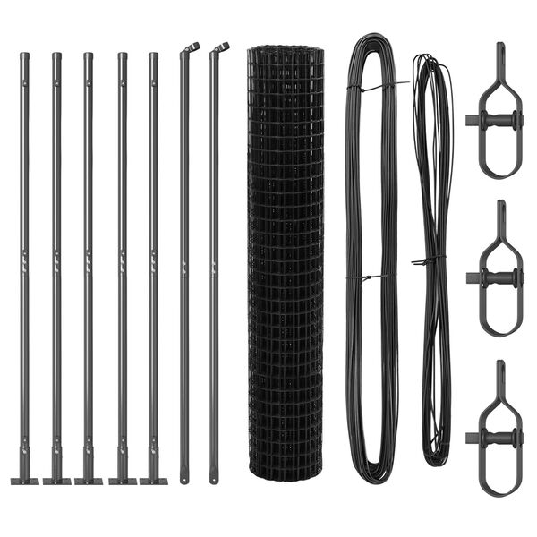 vidaXL Hegn med post Gr&aring; 1,6 x 10 m St&aring;l og PVC