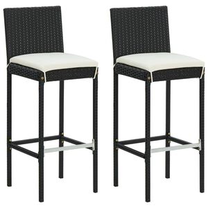 vidaXL barstole til haven med hynder 2 stk. polyrattan sort