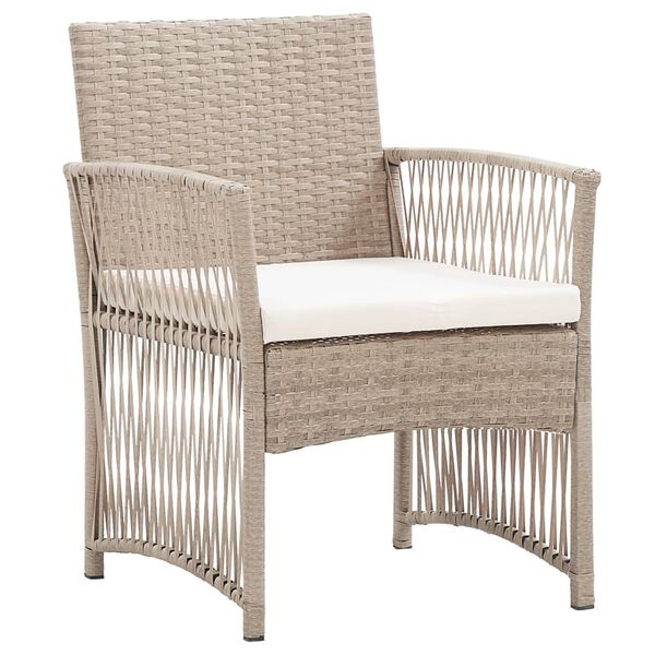 vidaXL havestole med hynder 2 stk. polyrattan beige