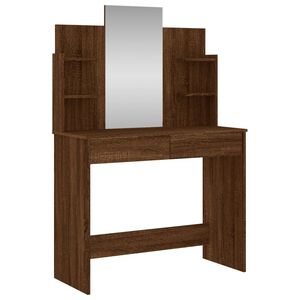 vidaXL makeupbord med spejl 96x39x142 cm brun egetr&aelig;sfarve