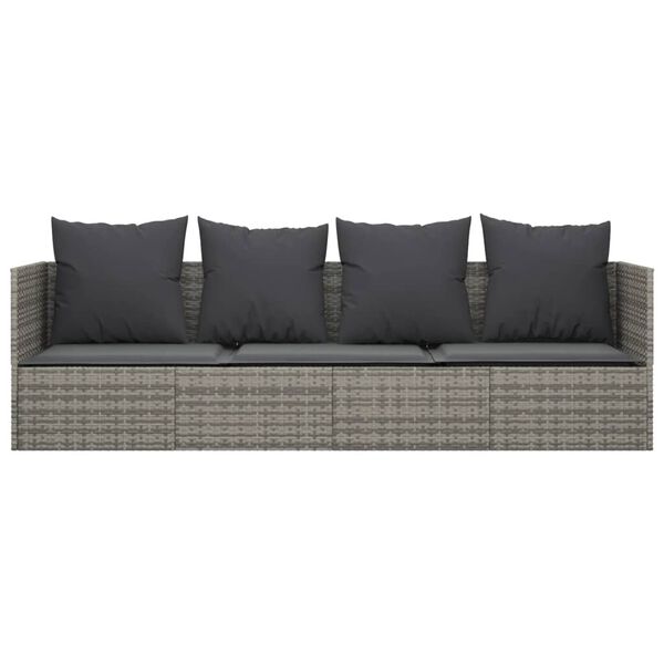 vidaXL udendørs loungesofa med hynder polyrattan grå