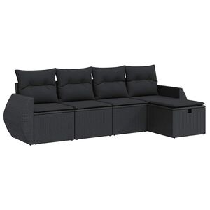 vidaXL sofas&aelig;t til haven 5 dele med hynder polyrattan sort