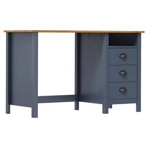 vidaXL skrivebord Hill med 3 skuffer 120x50x74 cm massivt fyrretr&aelig; gr&aring;
