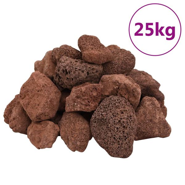vidaXL vulkanske sten 25 kg 5-8 cm r&oslash;d