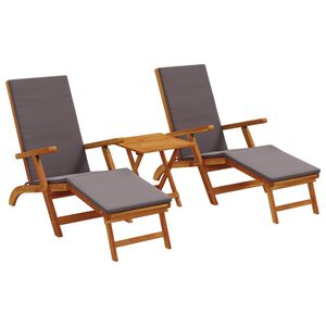 vidaXL Reclinerende og foldbar liggestol 3 stk. Massivt Akacietr&aelig;