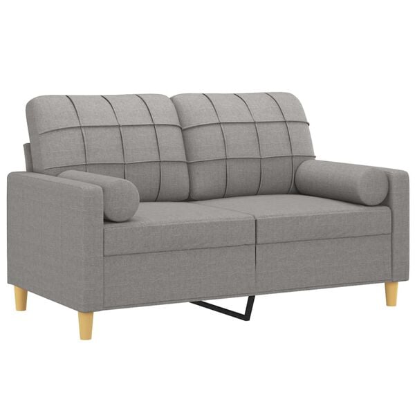 vidaXL 2-personers sofa med puder og hynder 120 cm stof lysegr&aring;