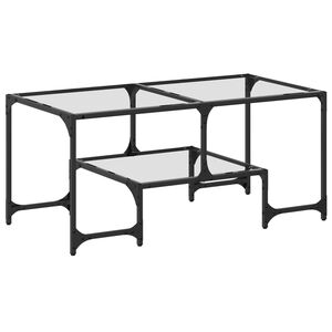 vidaXL sofabord med transparent glastop 98,5x50x45 cm st&aring;l