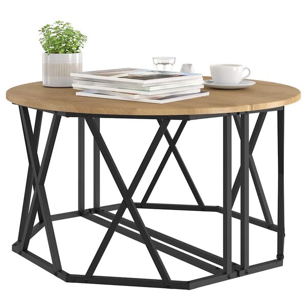 vidaXL Sofabord Artisan Egetræ 80 x 80 x 42 cm Ingeniørtræ og stål