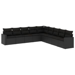 vidaXL sofas&aelig;t til haven 9 dele med hynder polyrattan sort