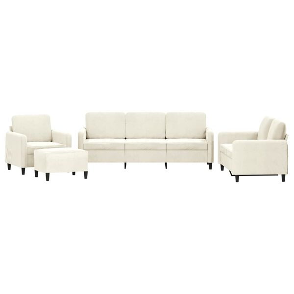 vidaXL sofas&aelig;t 4 dele velour cremefarvet
