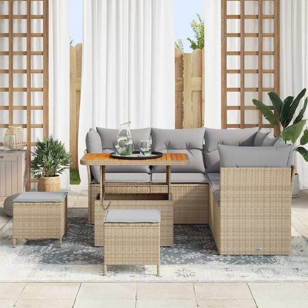 vidaXL Havesofa Sæt 8 pcs Beige polyrattan