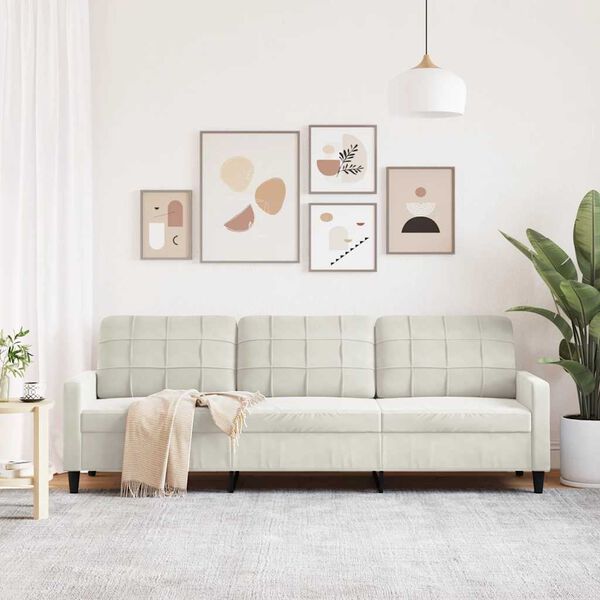 vidaXL 3-personers sofa 210 cm fl&oslash;jl cremefarvet