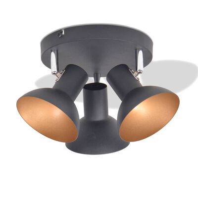 vidaXL loftslampe til 3 pærer E27 sort og guldfarvet