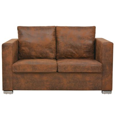 vidaXL 2-personers sofa 137 x 73 x 82 cm kunstigt ruskindslæder