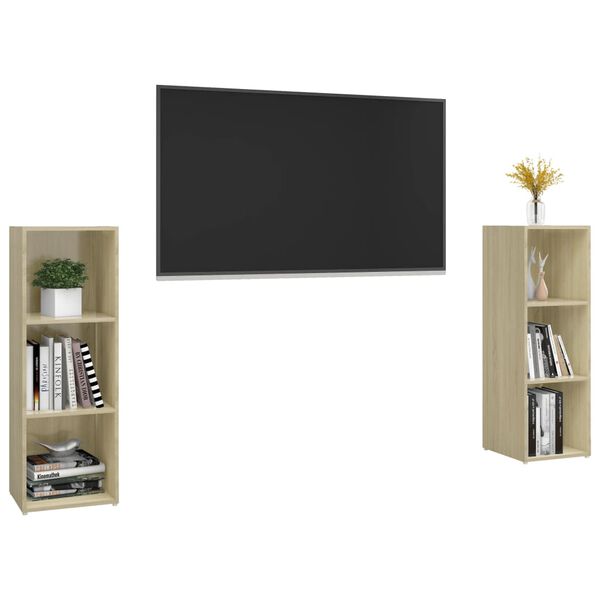vidaXL tv-skabe 2 stk. 107x35x37 cm konstrueret træ sonoma-eg