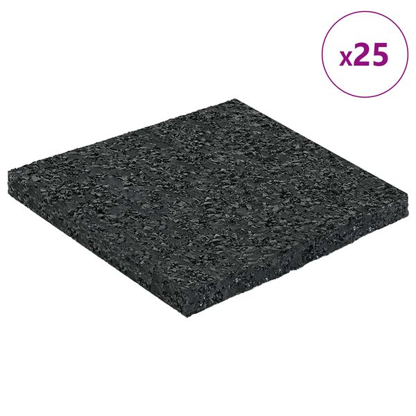 vidaXL Gummigranulat terrasseplade Sort 9 x 9 x 0,6 cm Gummi
