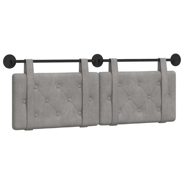 vidaXL H&aelig;ngende Hovedgavl V&aelig;gmonteret Lysegr&aring; 130 x 55 x 5 cm Fl&oslash;jl