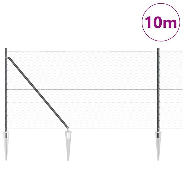 vidaXL Hegnsp&aelig;l Gr&aring; 10 x 1,4 m (50 mm net) St&aring;l og PVC