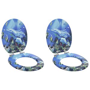 vidaXL toilets&aelig;der 2 stk. med soft close-l&aring;g MDF delfindesign