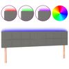 vidaXL sengegavl med LED-lys 200x5x78/88 cm stof m&oslash;rkegr&aring;
