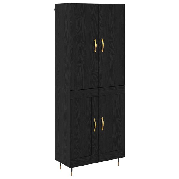 vidaXL Highboard Sort eg 69,5 x 34 x 180 cm Konstrueret tr&aelig;